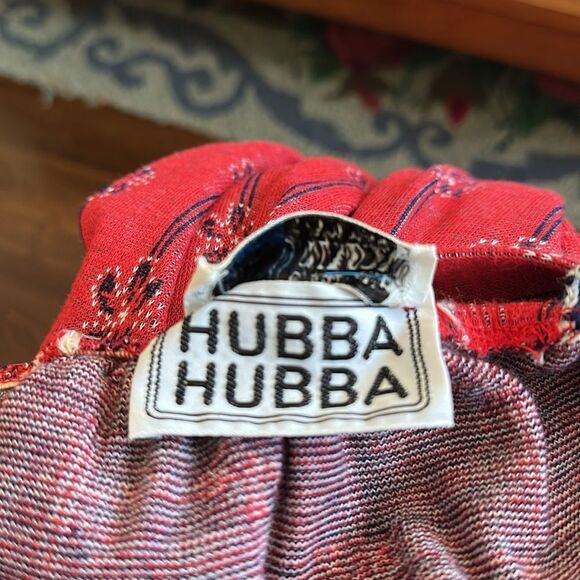 Vintage 70s Hubba Hubba Red, White & Navy Blue Halter Maxi Dress With Ruffle Hem - Picture 5 of 10